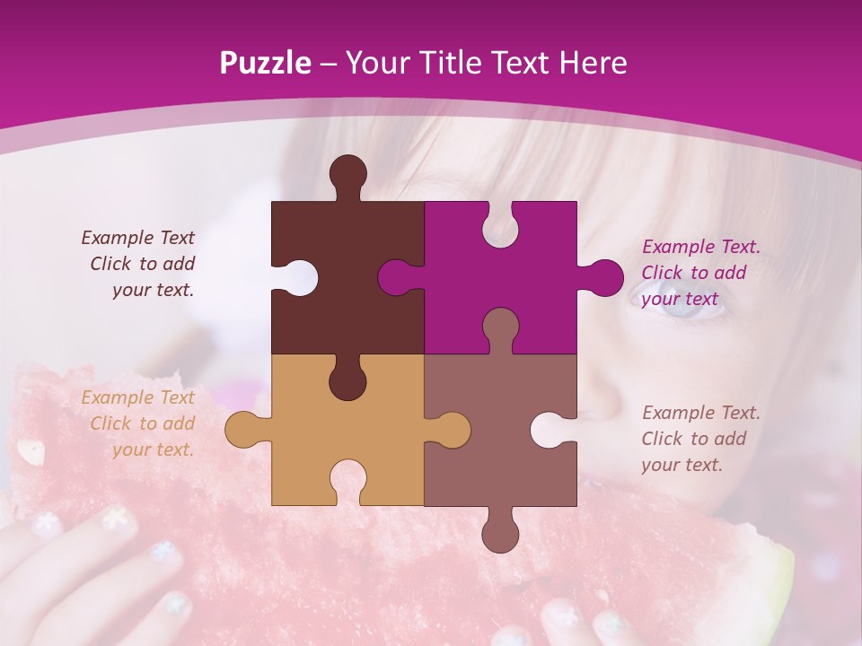 Funny Child Eating Watermelon Closeup PowerPoint Template