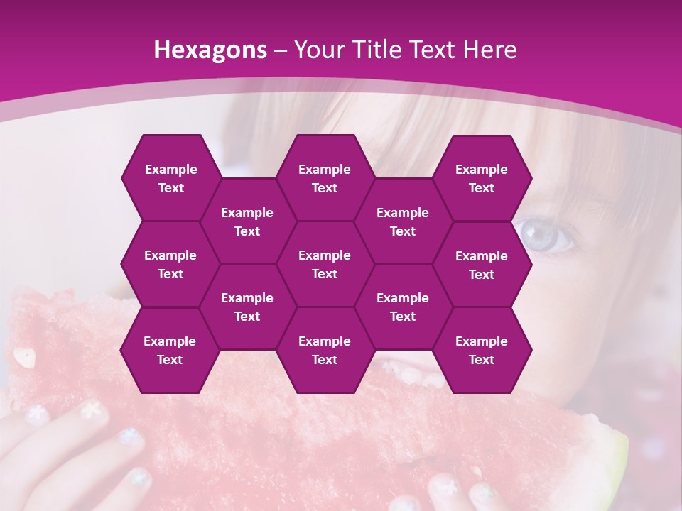 Funny Child Eating Watermelon Closeup PowerPoint Template