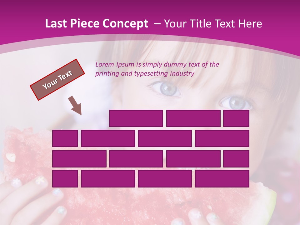 Funny Child Eating Watermelon Closeup PowerPoint Template