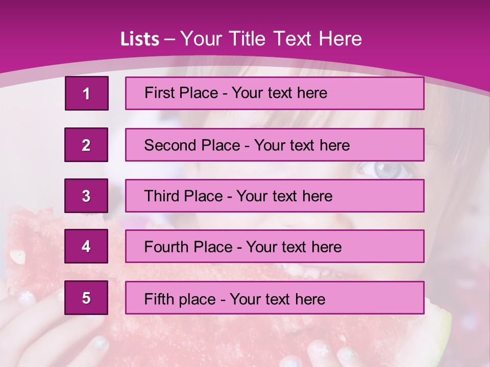 Funny Child Eating Watermelon Closeup PowerPoint Template