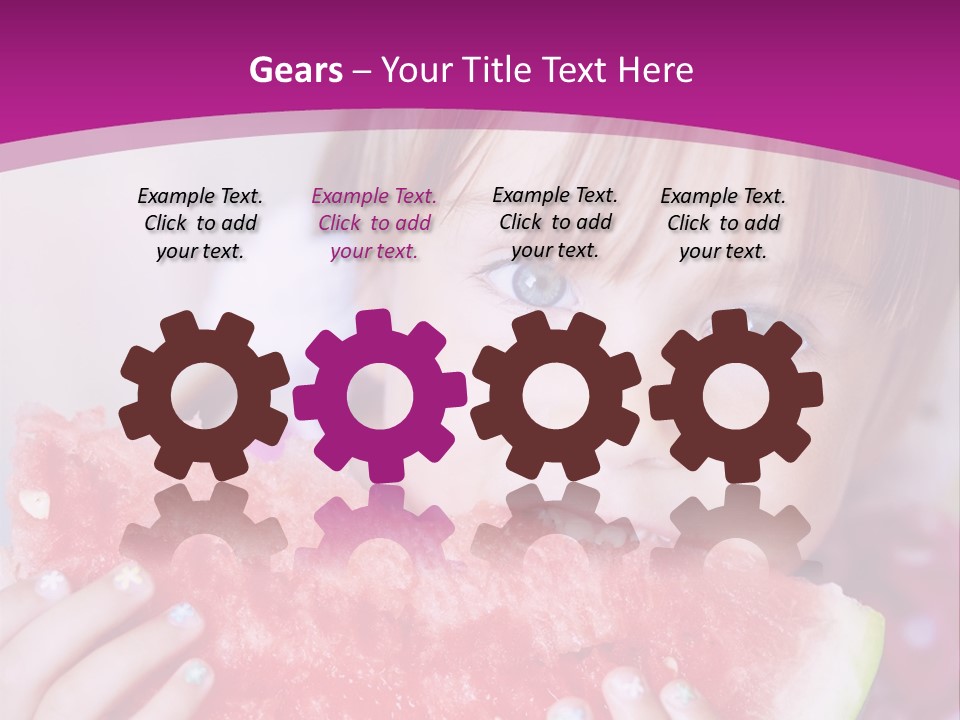 Funny Child Eating Watermelon Closeup PowerPoint Template