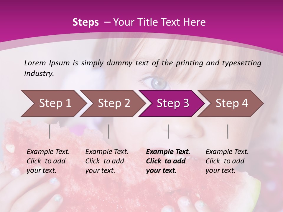 Funny Child Eating Watermelon Closeup PowerPoint Template