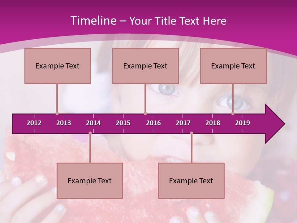 Funny Child Eating Watermelon Closeup PowerPoint Template