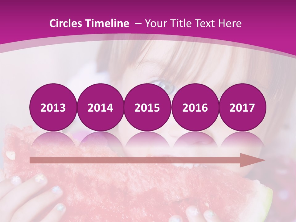 Funny Child Eating Watermelon Closeup PowerPoint Template