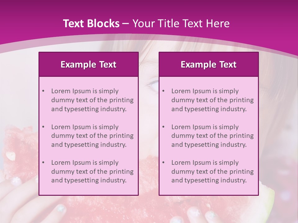 Funny Child Eating Watermelon Closeup PowerPoint Template