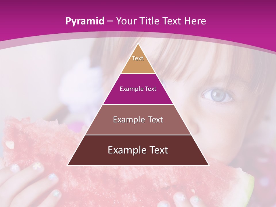 Funny Child Eating Watermelon Closeup PowerPoint Template