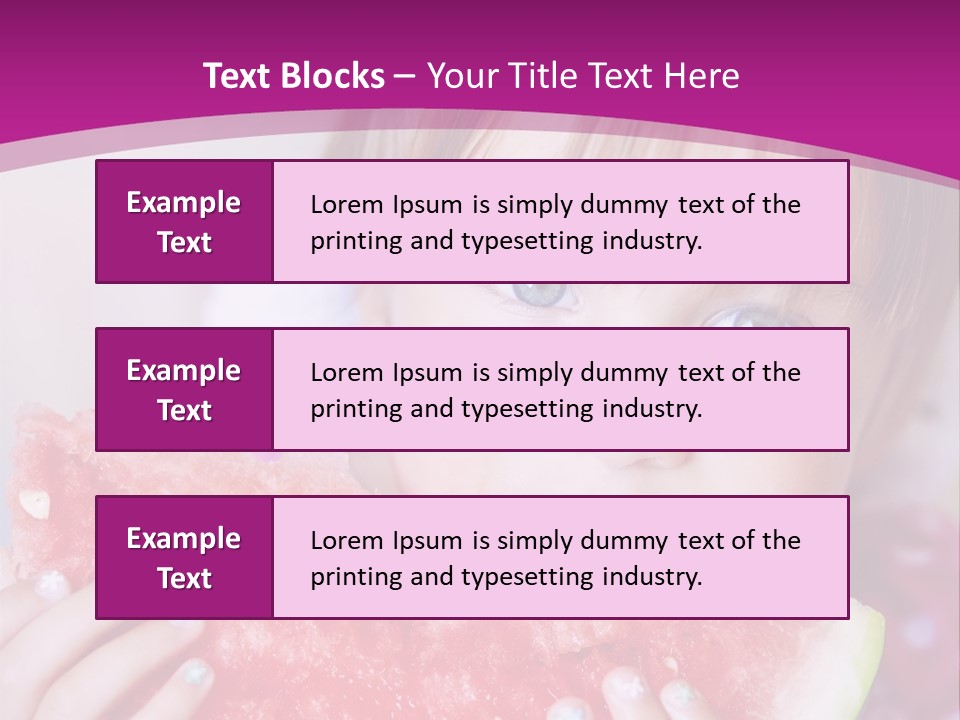 Funny Child Eating Watermelon Closeup PowerPoint Template