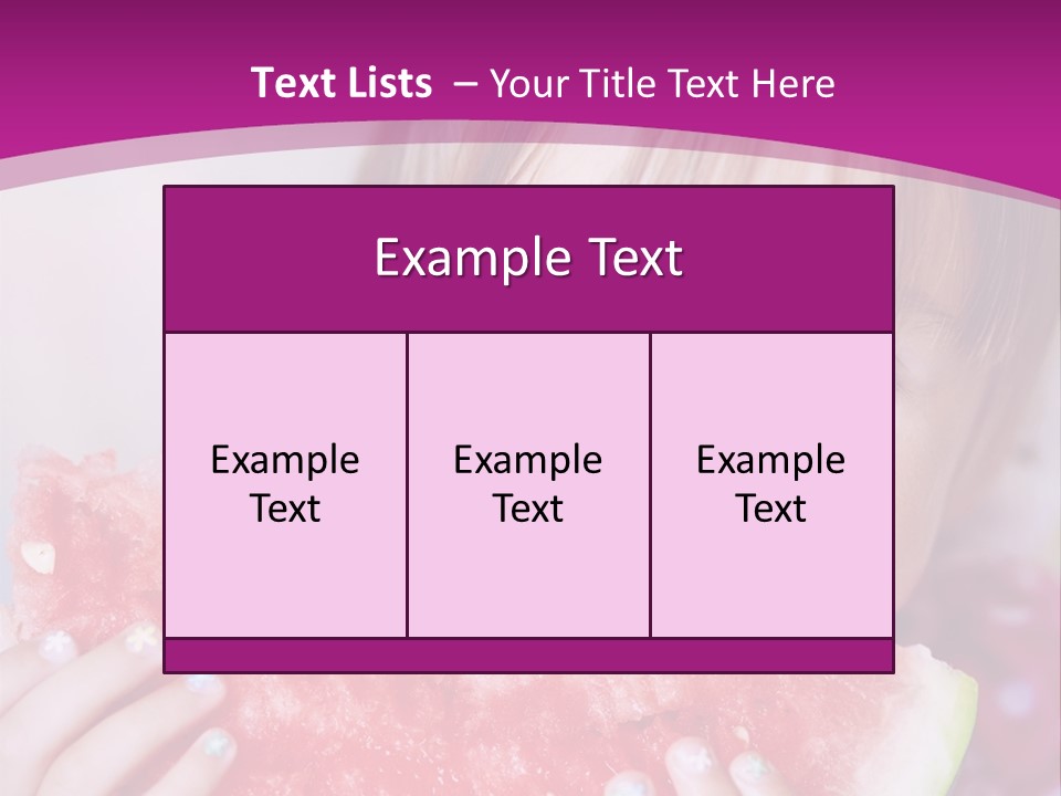 Funny Child Eating Watermelon Closeup PowerPoint Template