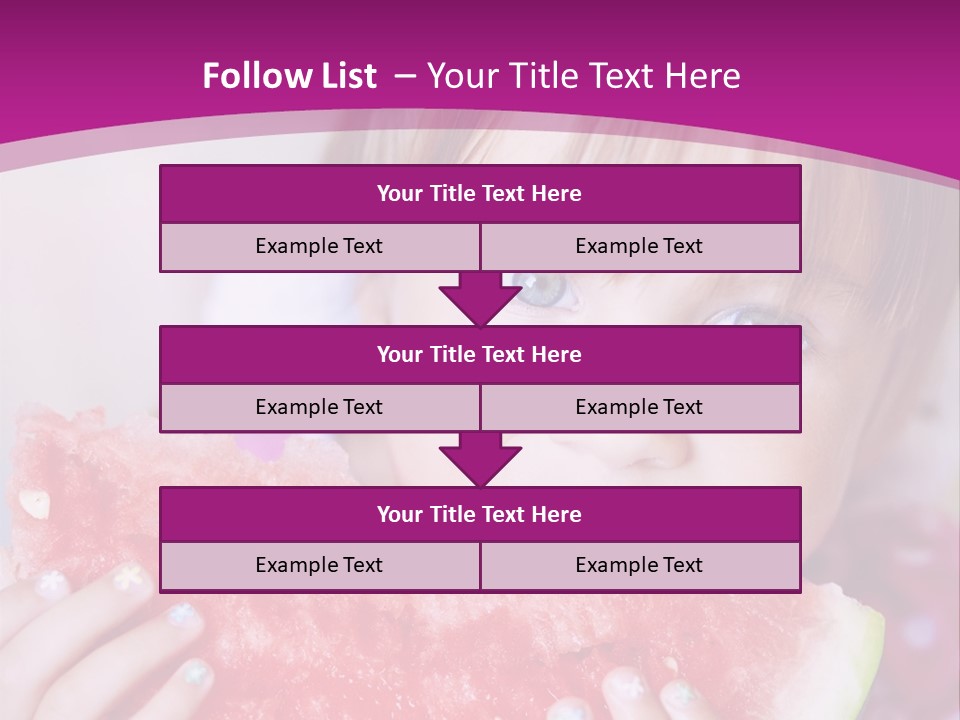 Funny Child Eating Watermelon Closeup PowerPoint Template