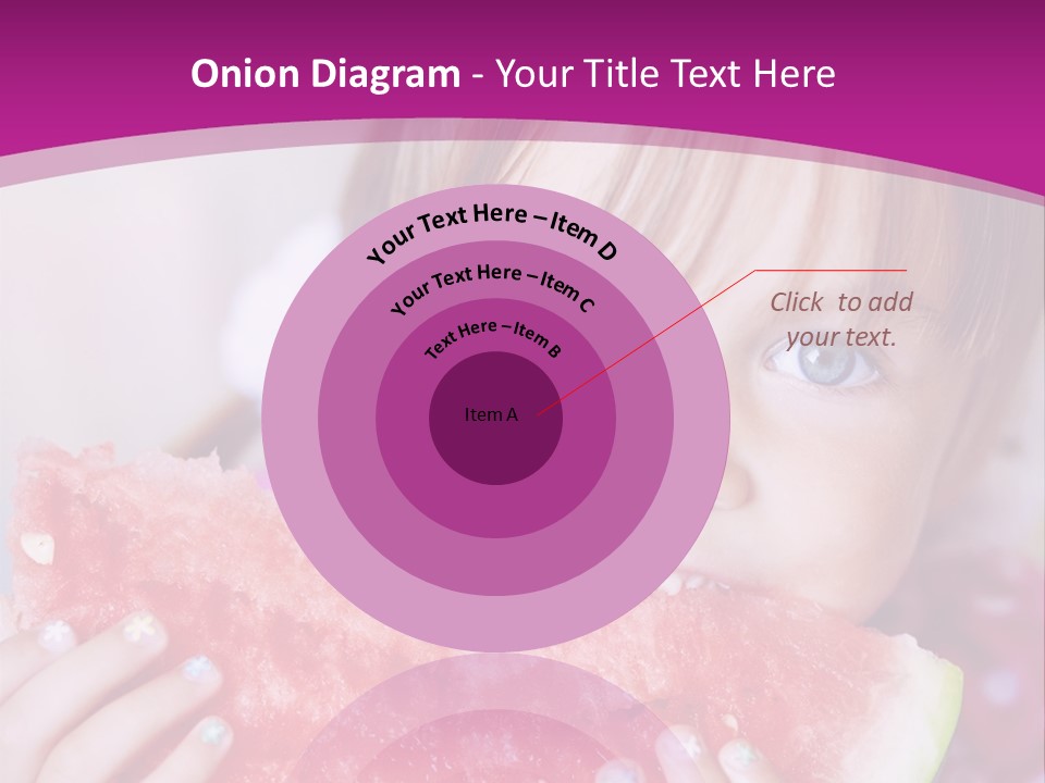 Funny Child Eating Watermelon Closeup PowerPoint Template