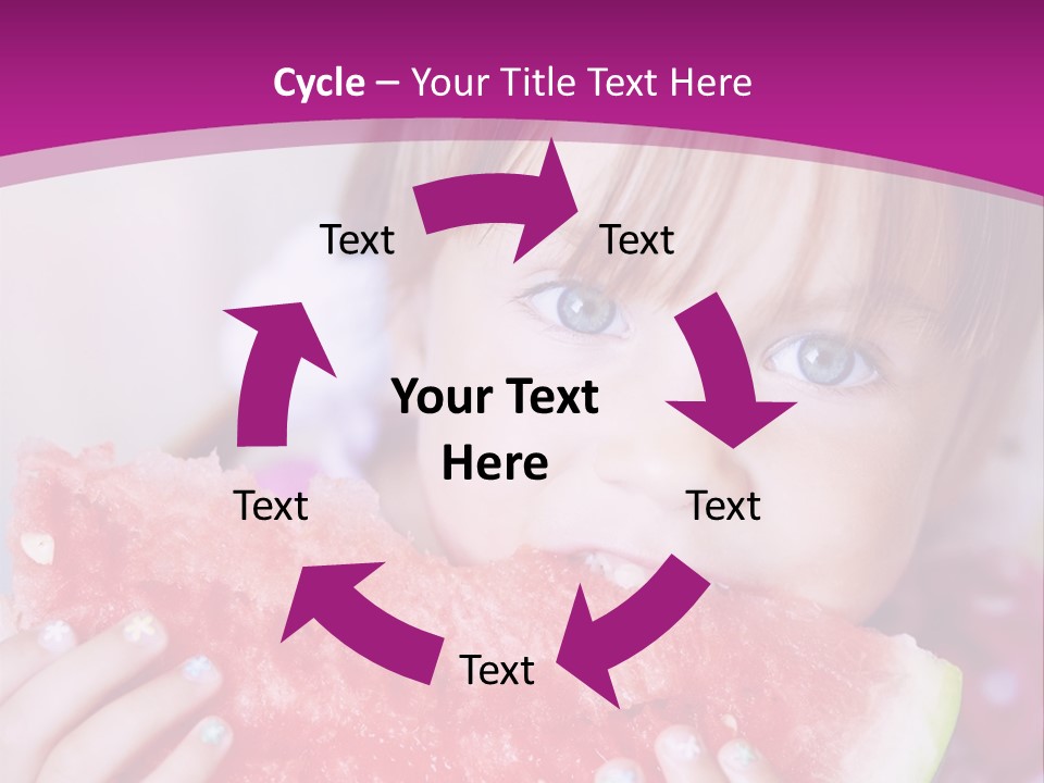 Funny Child Eating Watermelon Closeup PowerPoint Template