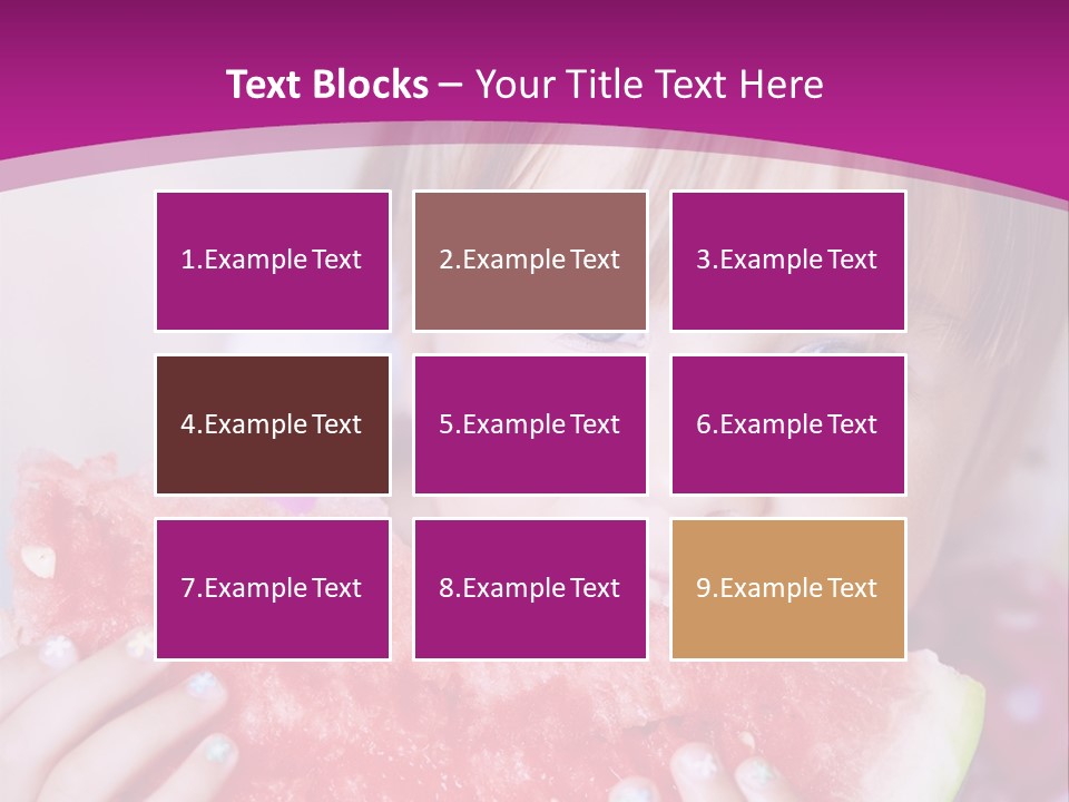 Funny Child Eating Watermelon Closeup PowerPoint Template