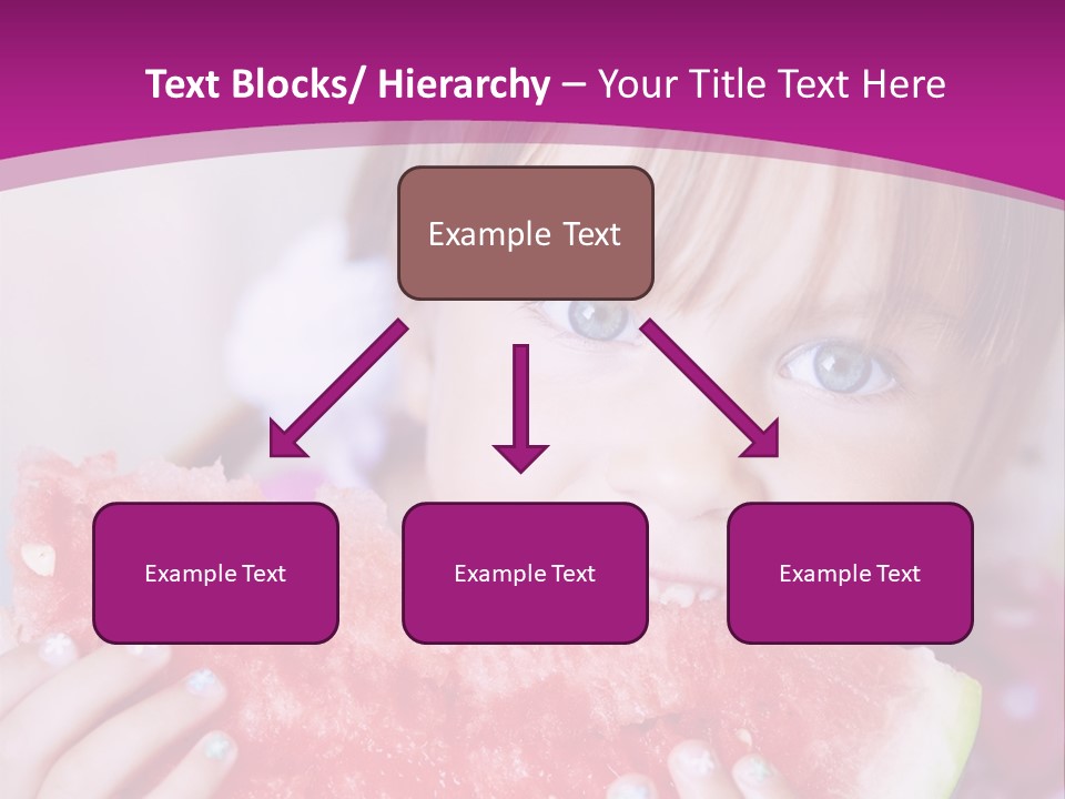 Funny Child Eating Watermelon Closeup PowerPoint Template