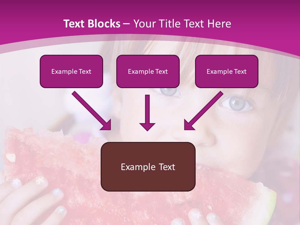 Funny Child Eating Watermelon Closeup PowerPoint Template