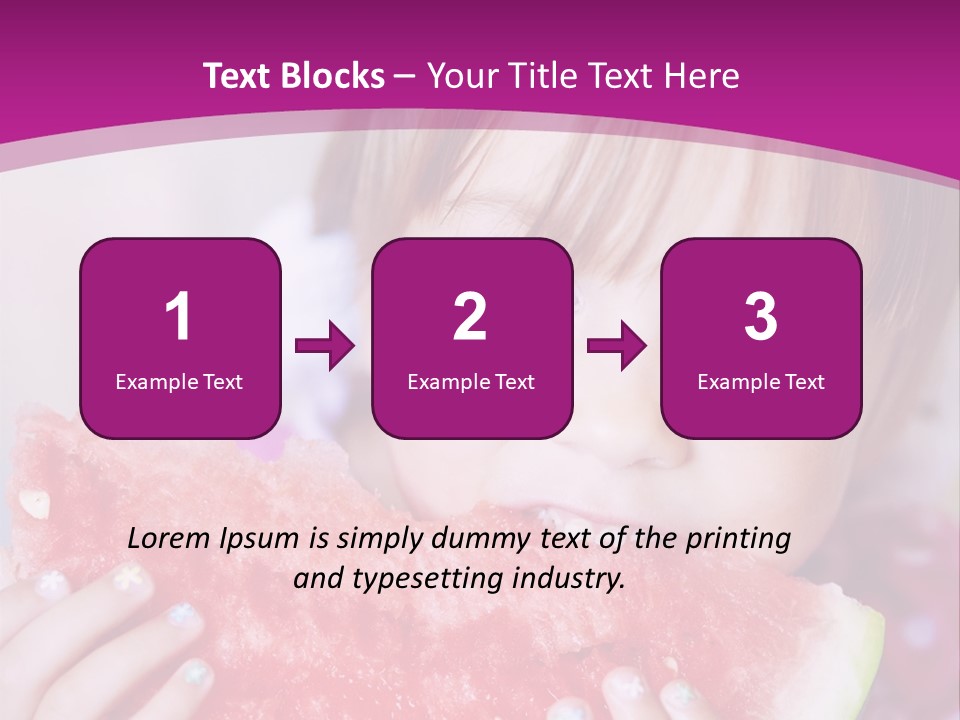 Funny Child Eating Watermelon Closeup PowerPoint Template