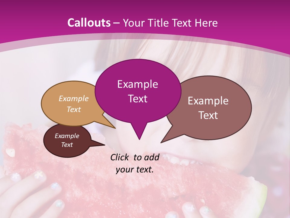 Funny Child Eating Watermelon Closeup PowerPoint Template