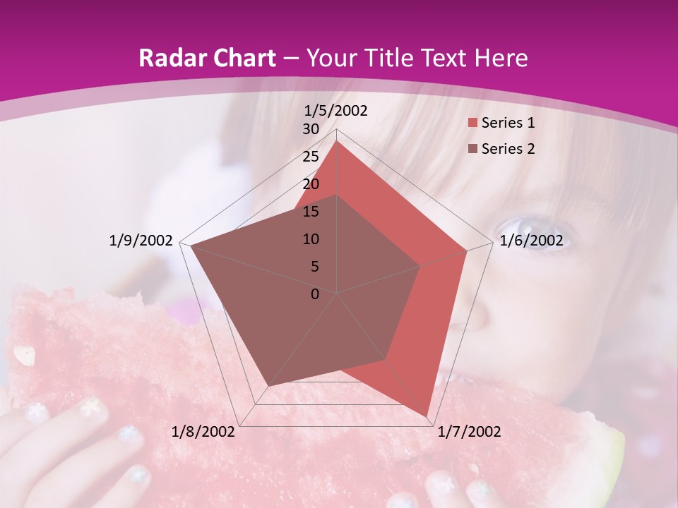 Funny Child Eating Watermelon Closeup PowerPoint Template