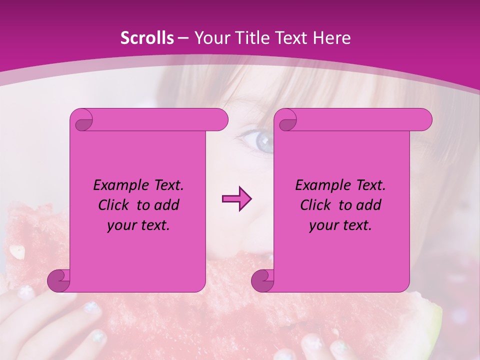 Funny Child Eating Watermelon Closeup PowerPoint Template