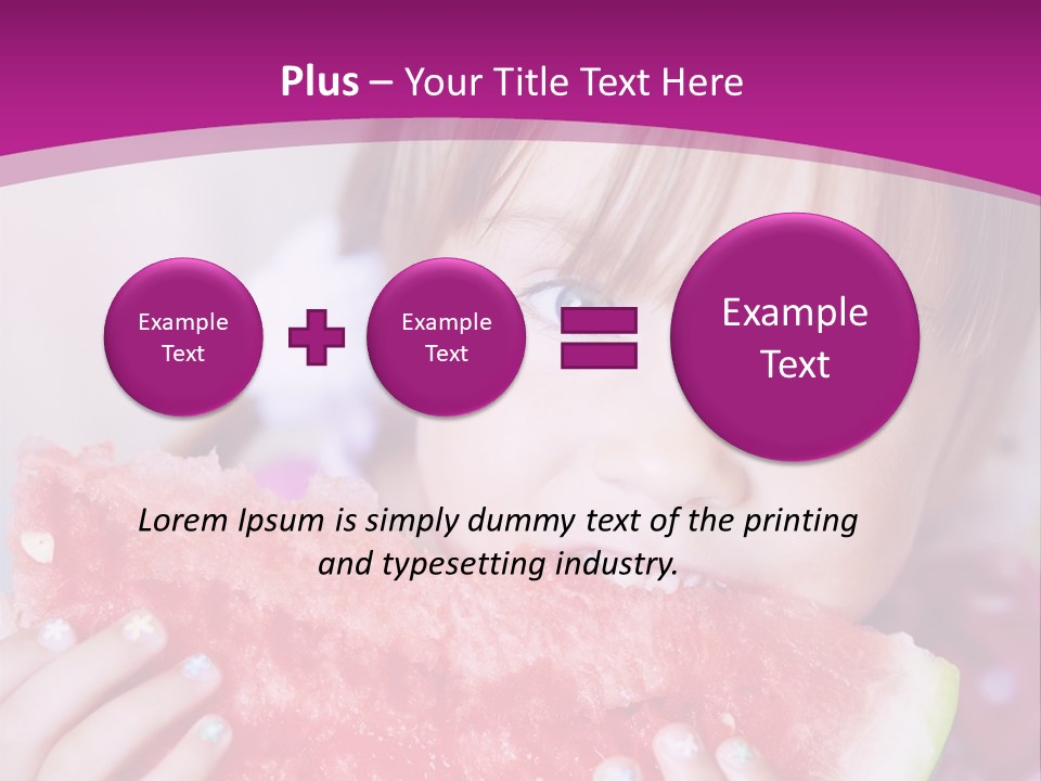 Funny Child Eating Watermelon Closeup PowerPoint Template