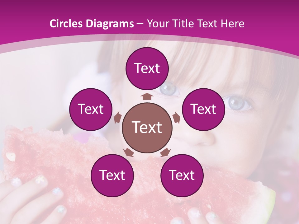 Funny Child Eating Watermelon Closeup PowerPoint Template