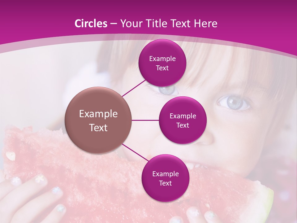 Funny Child Eating Watermelon Closeup PowerPoint Template