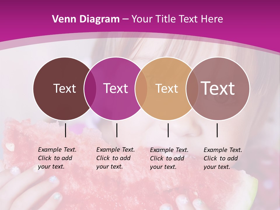 Funny Child Eating Watermelon Closeup PowerPoint Template