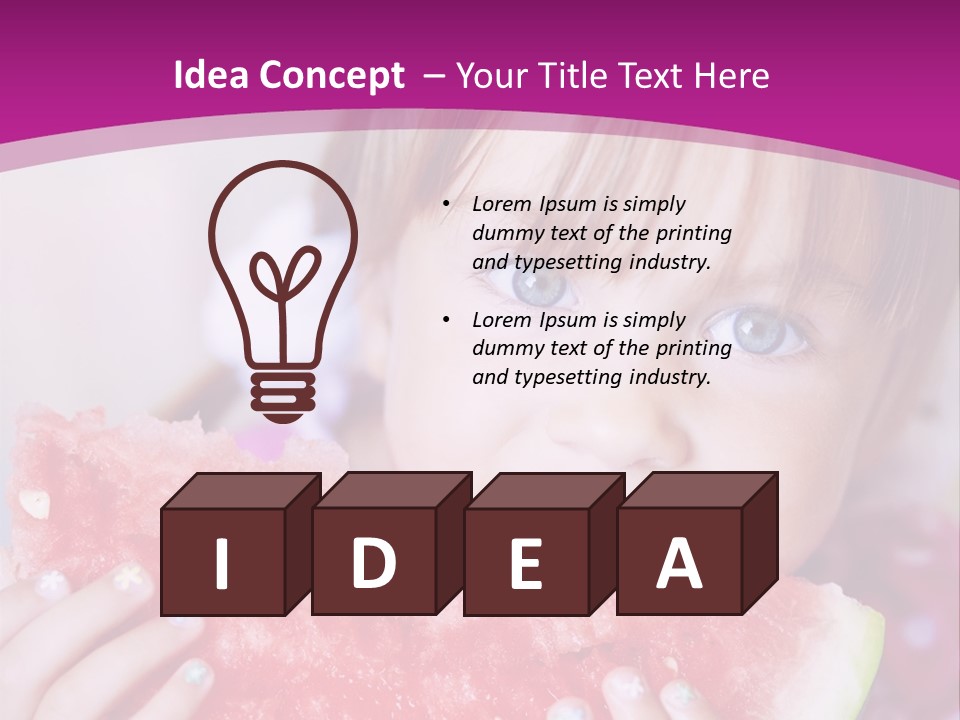 Funny Child Eating Watermelon Closeup PowerPoint Template