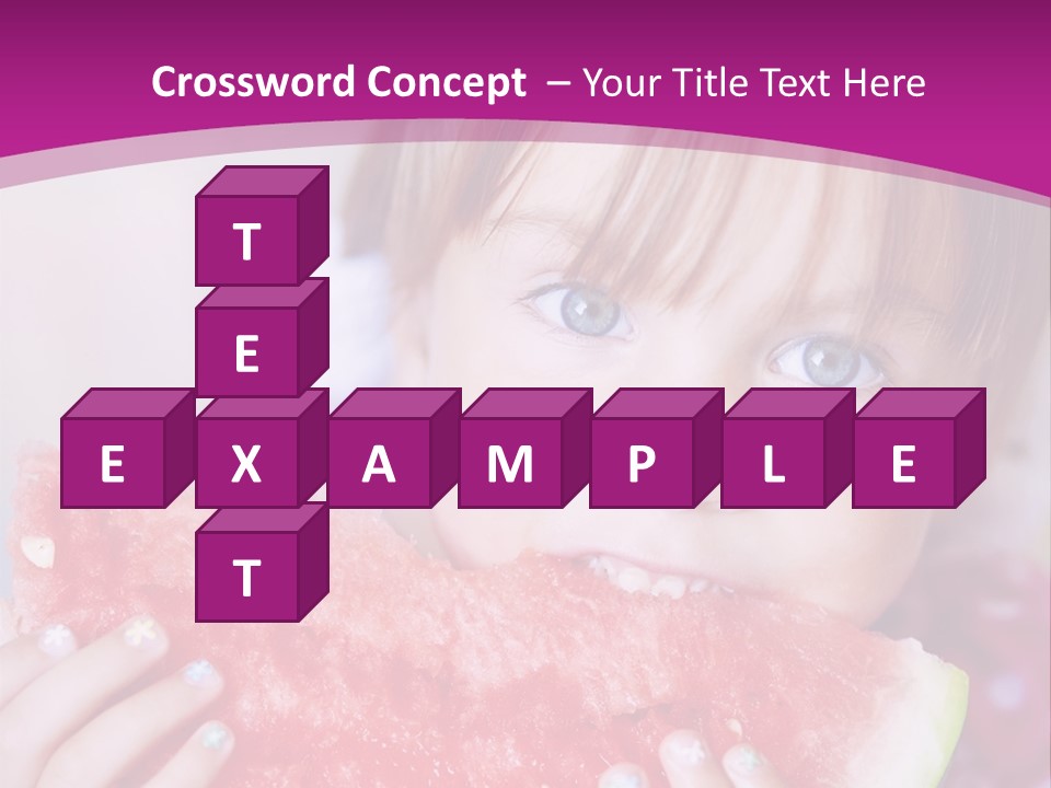 Funny Child Eating Watermelon Closeup PowerPoint Template