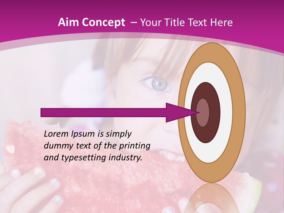 Funny Child Eating Watermelon Closeup PowerPoint Template