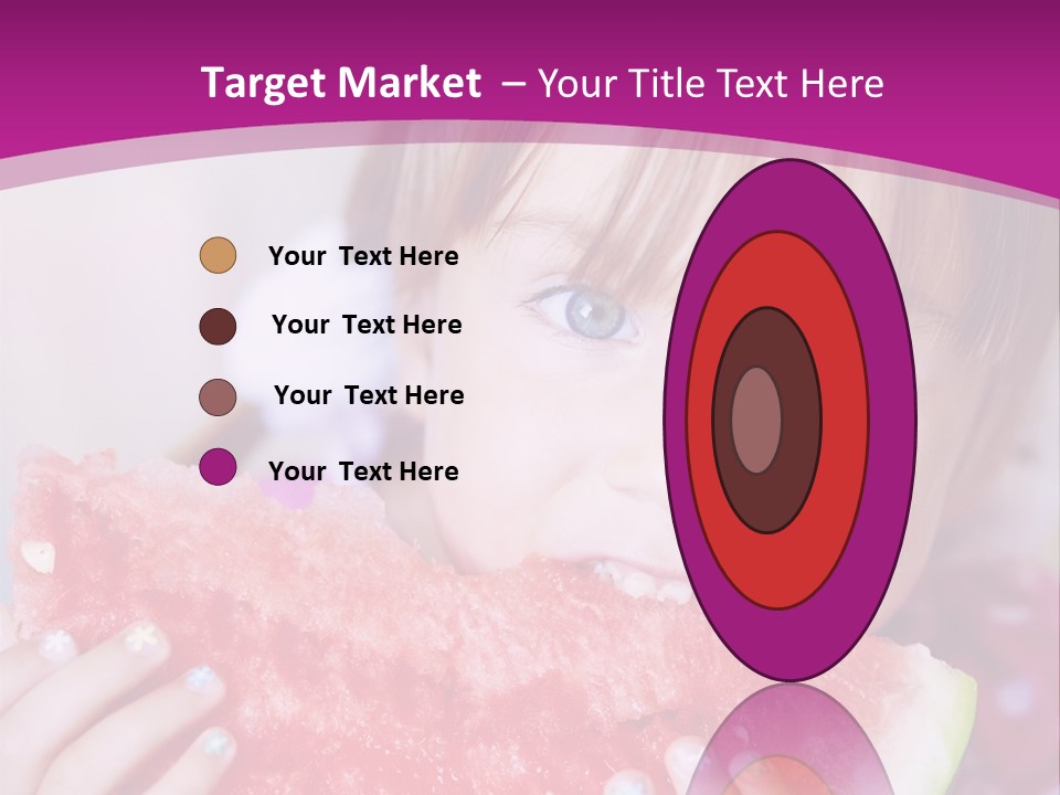 Funny Child Eating Watermelon Closeup PowerPoint Template