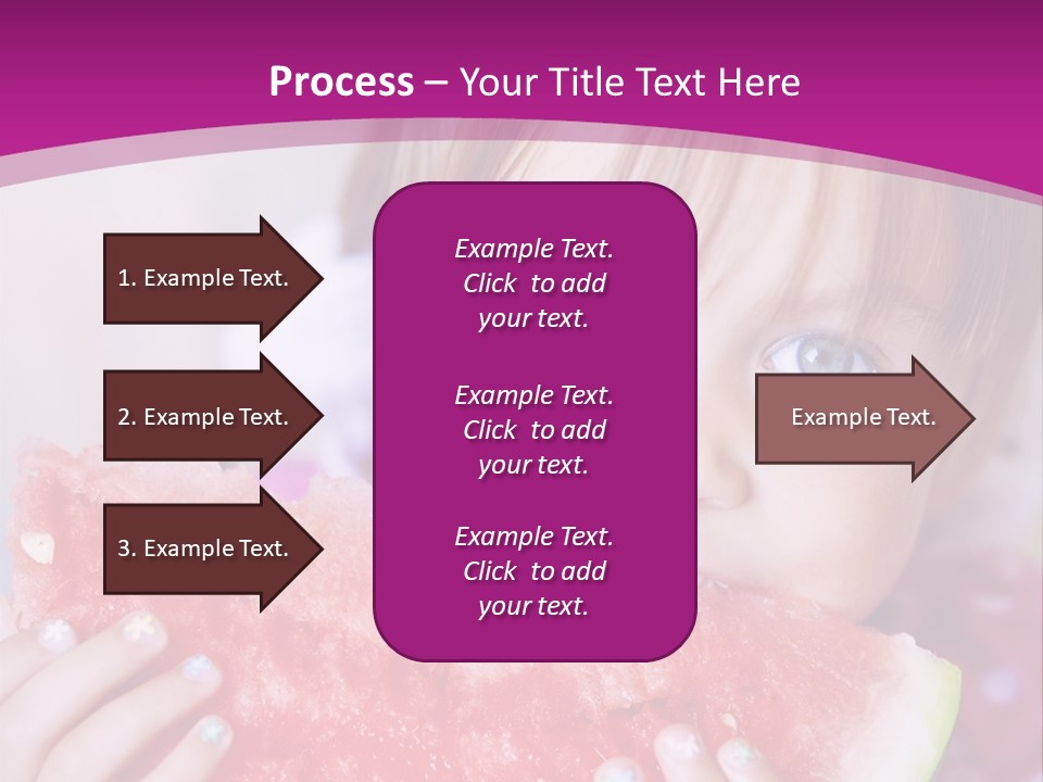 Funny Child Eating Watermelon Closeup PowerPoint Template