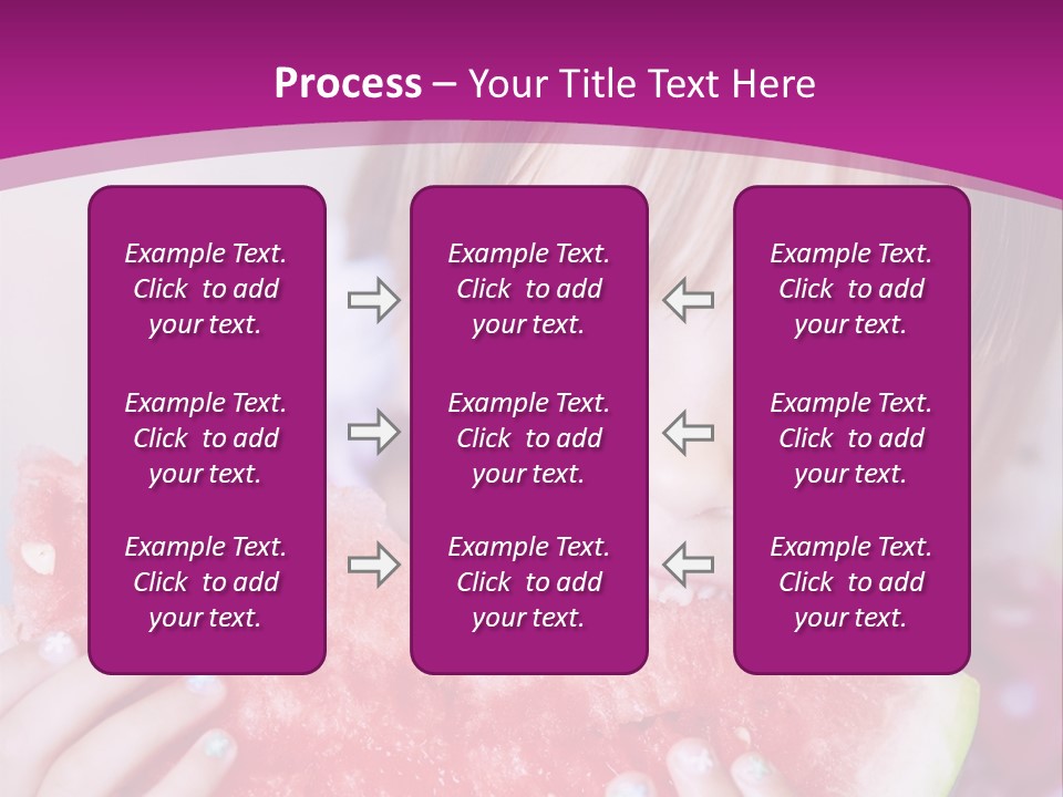 Funny Child Eating Watermelon Closeup PowerPoint Template