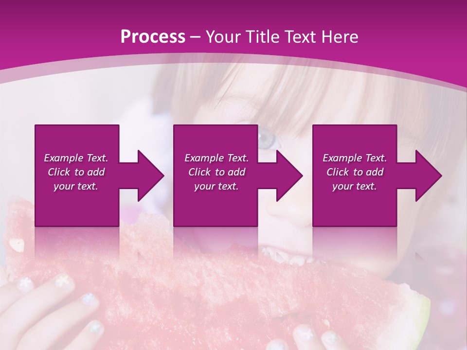 Funny Child Eating Watermelon Closeup PowerPoint Template