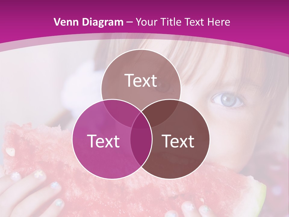 Funny Child Eating Watermelon Closeup PowerPoint Template