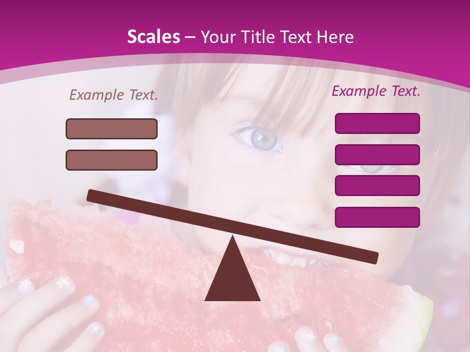 Funny Child Eating Watermelon Closeup PowerPoint Template