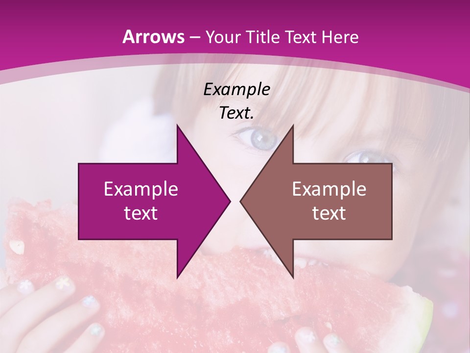 Funny Child Eating Watermelon Closeup PowerPoint Template