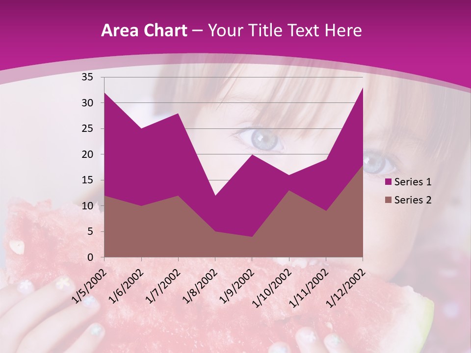 Funny Child Eating Watermelon Closeup PowerPoint Template