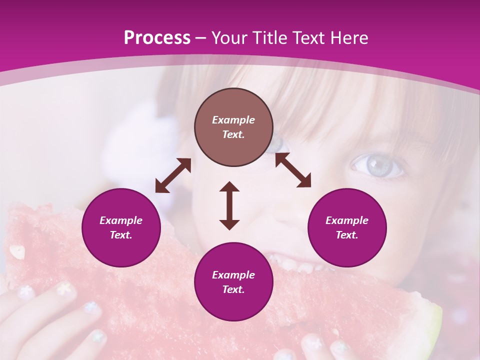 Funny Child Eating Watermelon Closeup PowerPoint Template