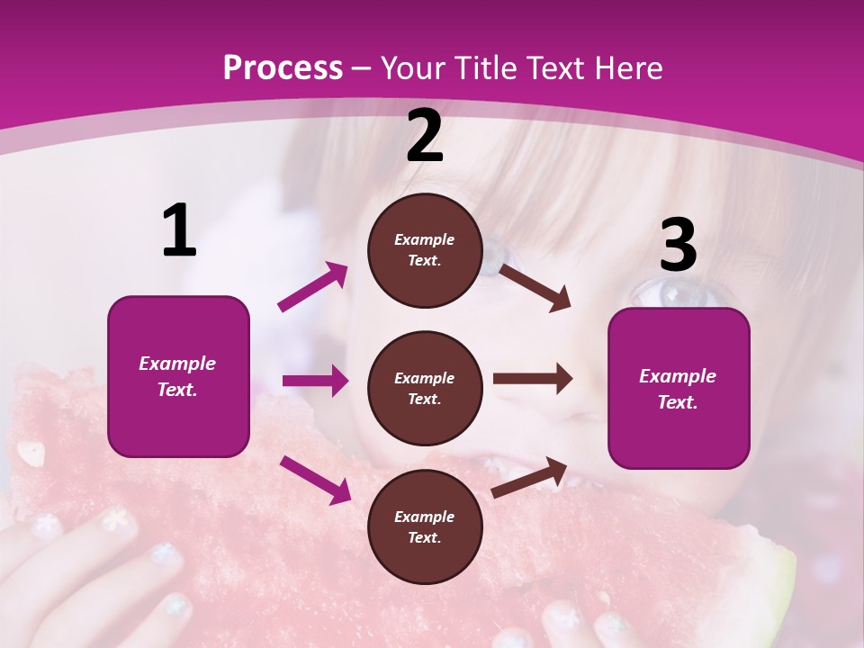 Funny Child Eating Watermelon Closeup PowerPoint Template