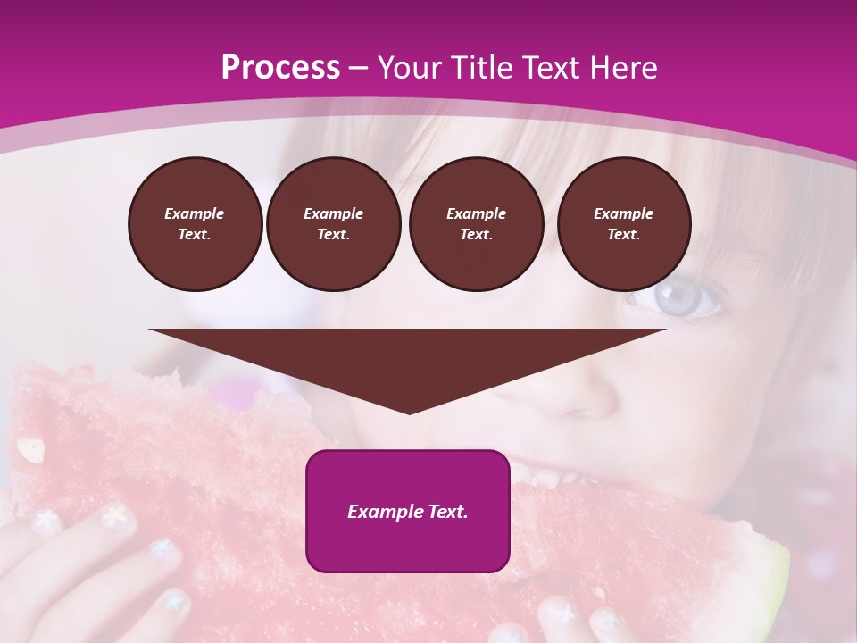 Funny Child Eating Watermelon Closeup PowerPoint Template