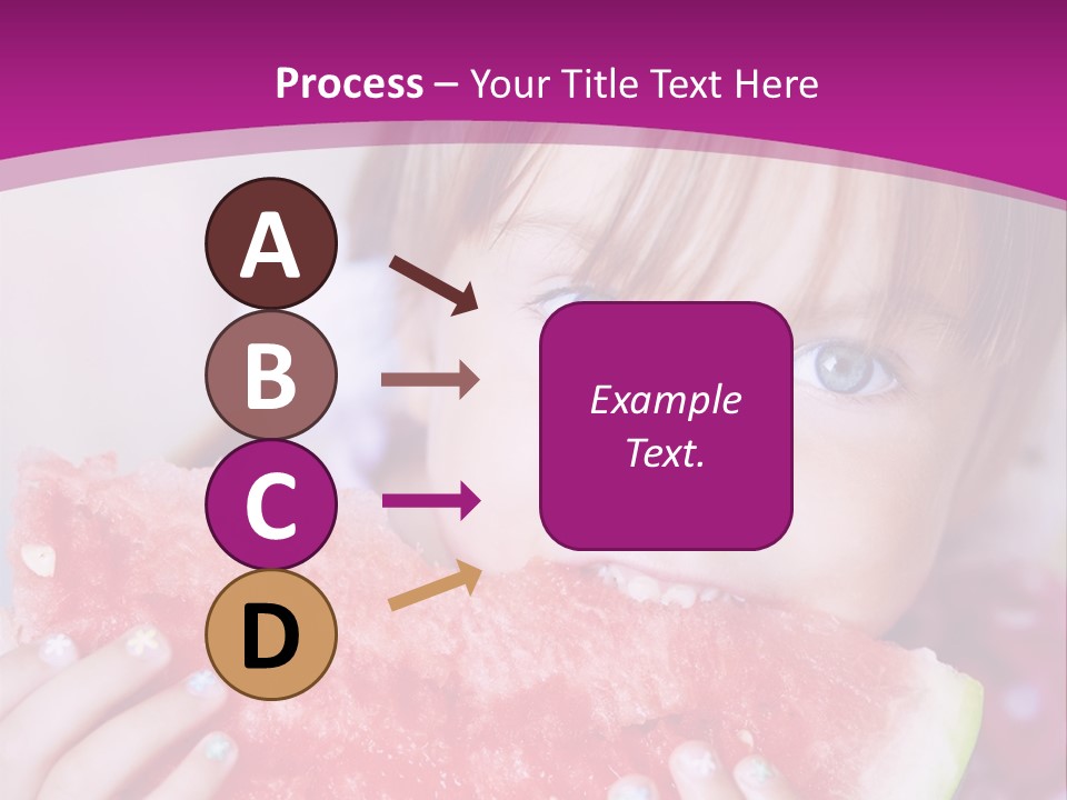 Funny Child Eating Watermelon Closeup PowerPoint Template