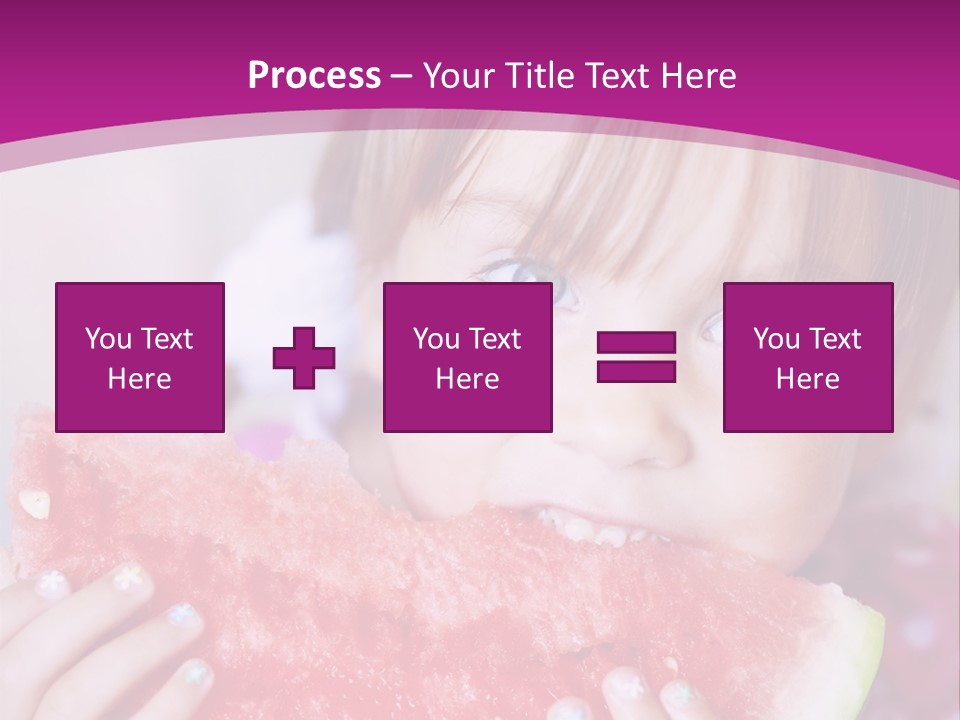 Funny Child Eating Watermelon Closeup PowerPoint Template