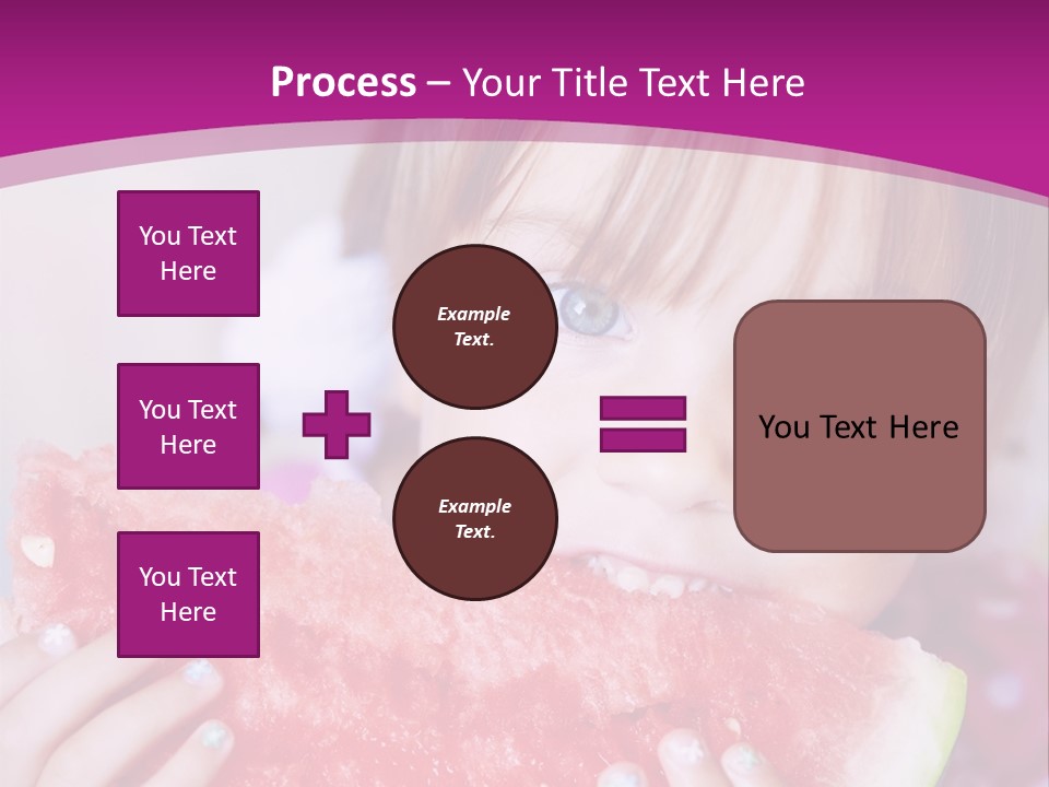 Funny Child Eating Watermelon Closeup PowerPoint Template