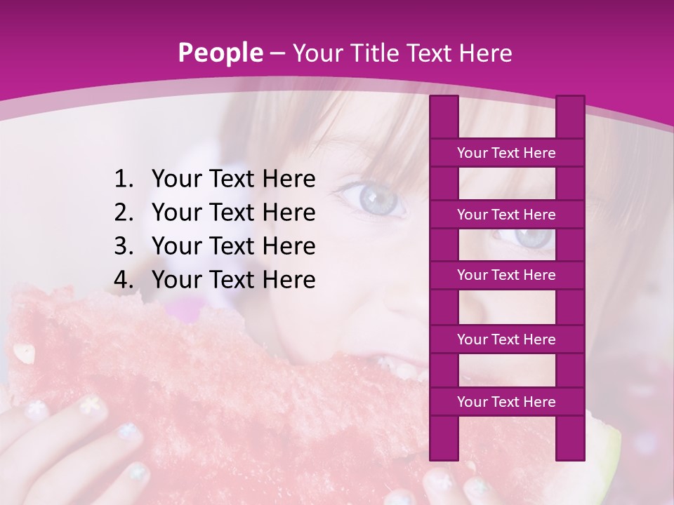 Funny Child Eating Watermelon Closeup PowerPoint Template