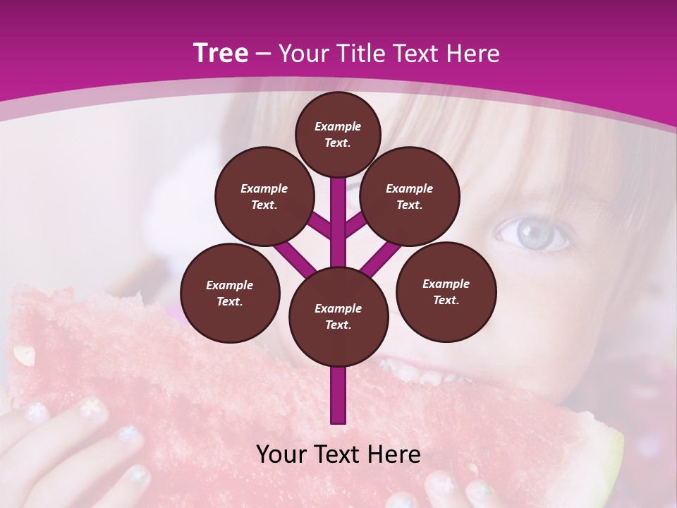 Funny Child Eating Watermelon Closeup PowerPoint Template