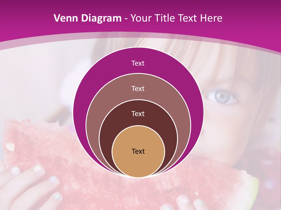 Funny Child Eating Watermelon Closeup PowerPoint Template