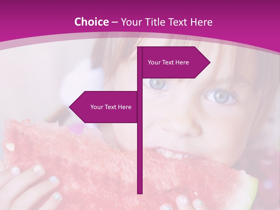 Funny Child Eating Watermelon Closeup PowerPoint Template
