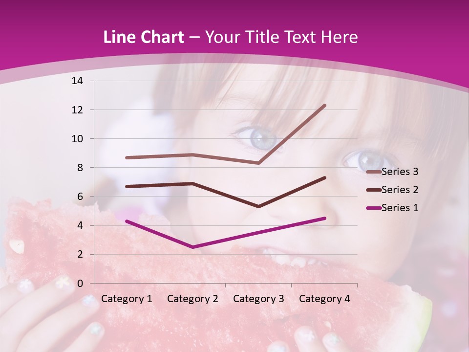 Funny Child Eating Watermelon Closeup PowerPoint Template