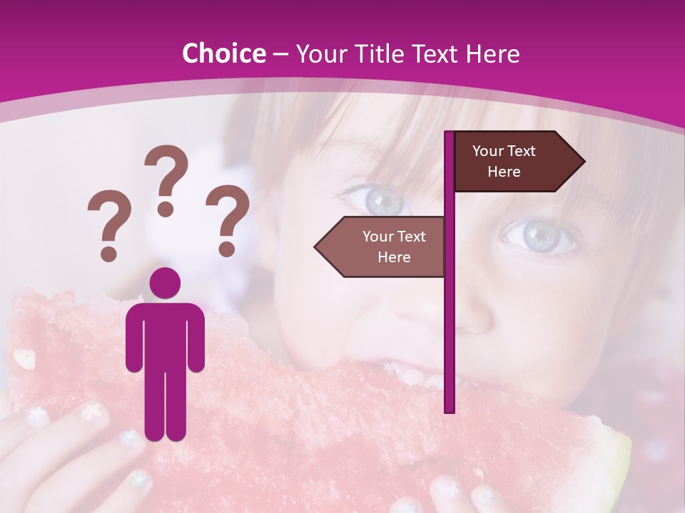 Funny Child Eating Watermelon Closeup PowerPoint Template