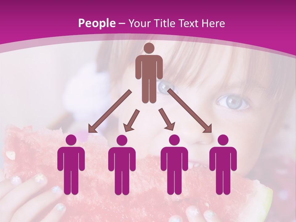 Funny Child Eating Watermelon Closeup PowerPoint Template